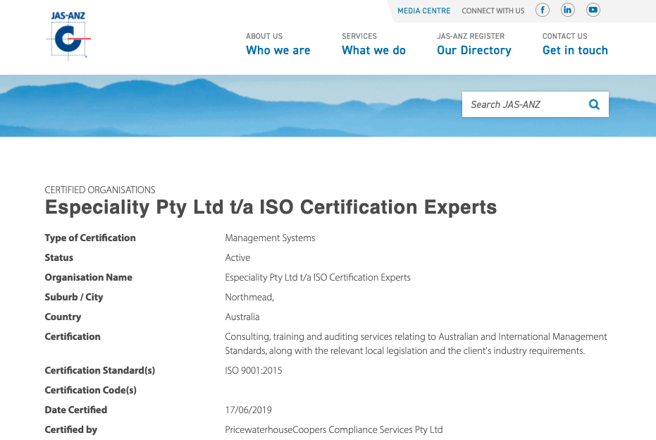 Image – JAS-ANZ 2nd How to check ISO Certified Organisations on JAS ANZ 2